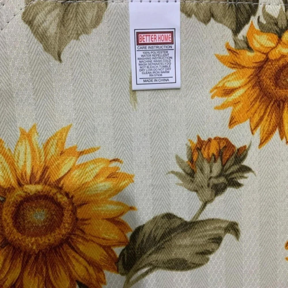 Sunflower Reversible Printed Linen Fabric Placemats Set of 4 Neutral Yellow